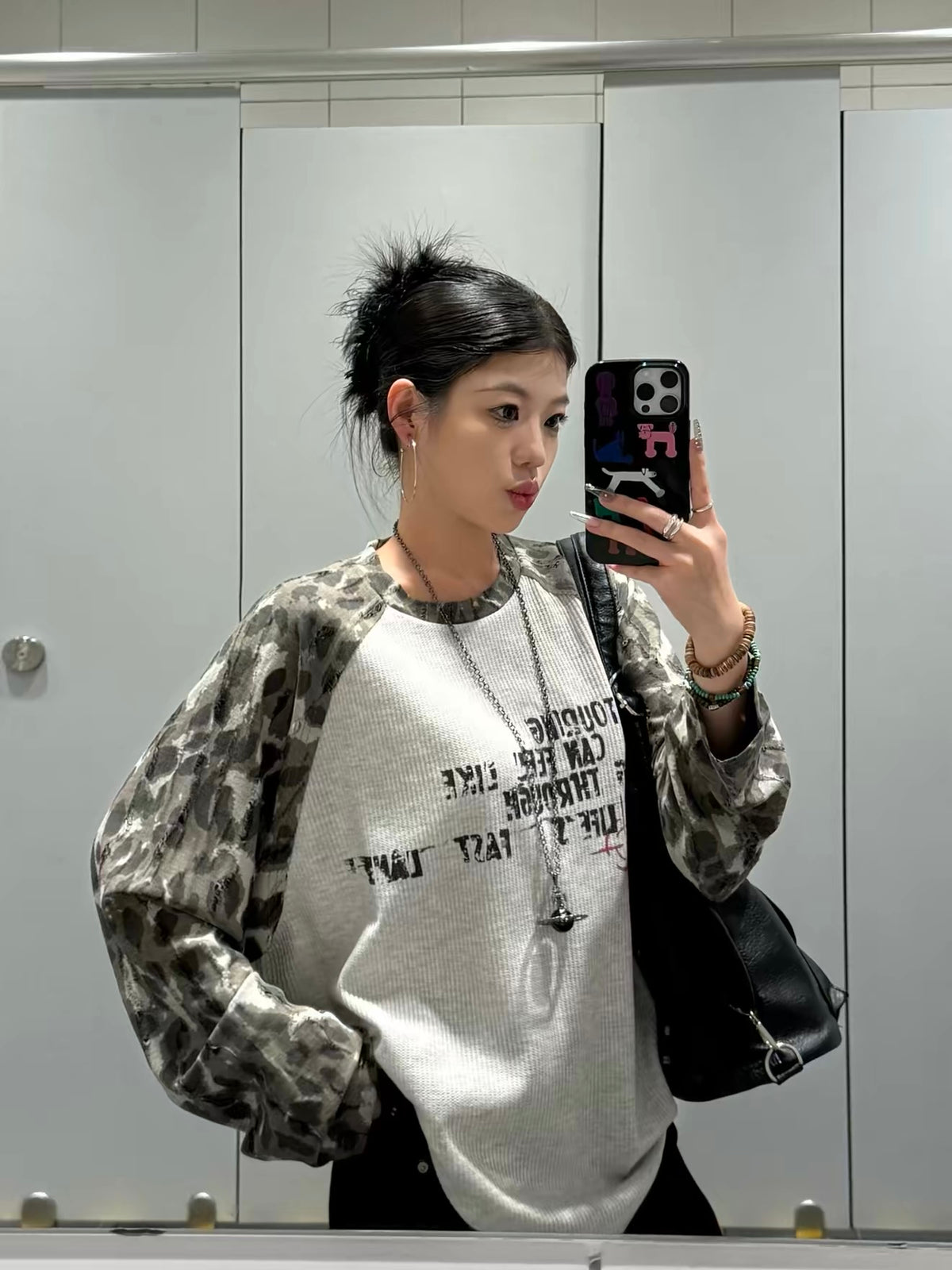 [Pre-order] Koiisle Retro Camouflage Raglan Sleeve Long-Sleeve T-Shirt