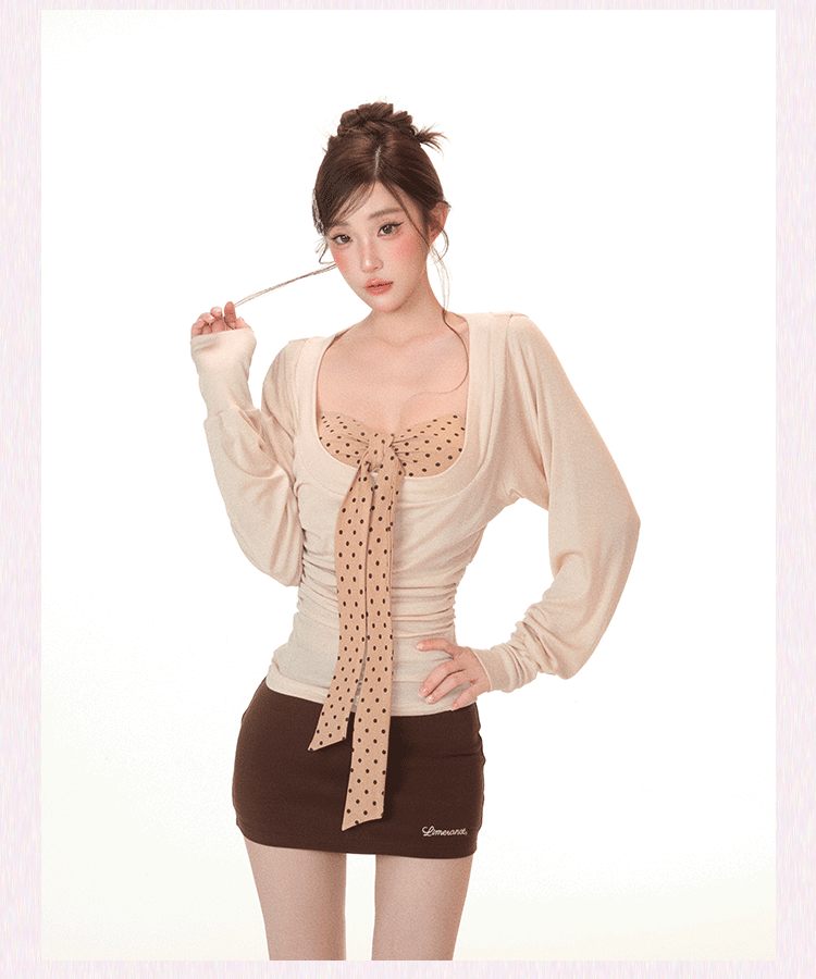 [Pre-order] Limerance Three-Piece Long-Sleeved Suit Women's Shirt + Inner shirt + Skirt Set