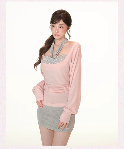 [Pre-order] Limerance Three-Piece Long-Sleeved Suit Women's Shirt + Inner shirt + Skirt Set