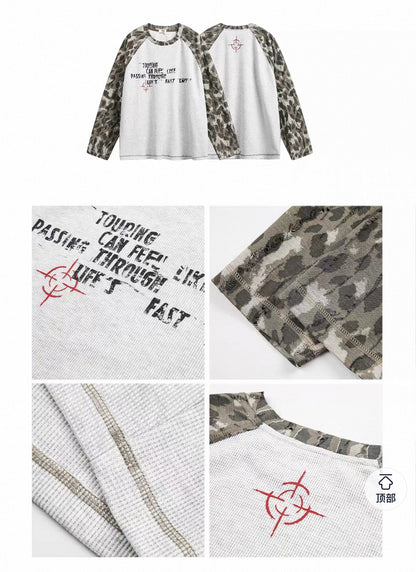 [Pre-order] Koiisle Retro Camouflage Raglan Sleeve Long-Sleeve T-Shirt