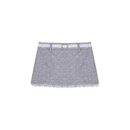 [Pre-order] Limerance Pure Desire Two-Piece Lace Tencel Shirt with Padded Bra and Polka Dot Low-Waisted Skirt