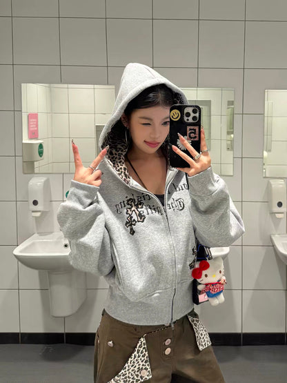 [Pre-order] Koiisle Leopard Print Hooded Jacket