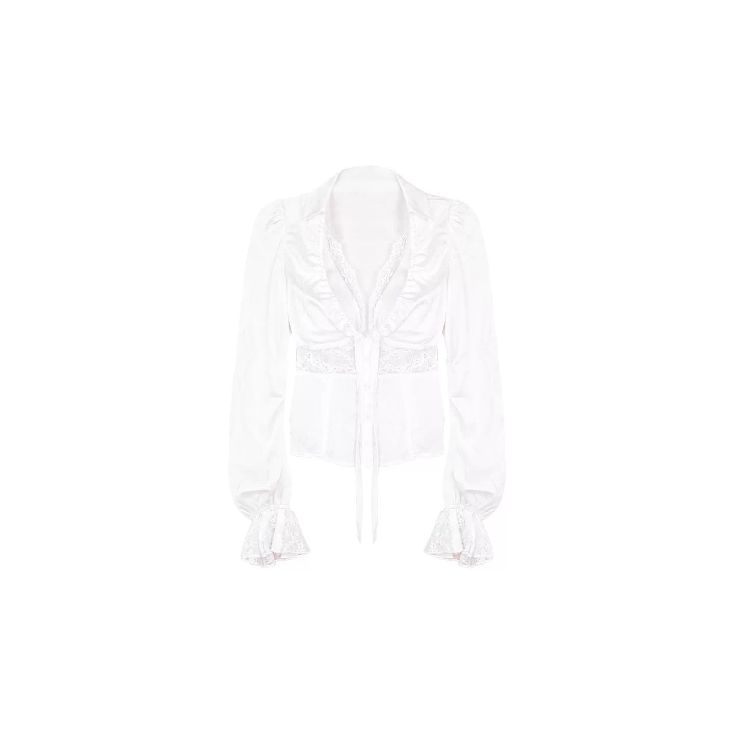 [Pre-order] Limerance Pure Desire Two-Piece Lace Tencel Shirt with Padded Bra and Polka Dot Low-Waisted Skirt