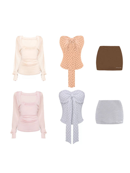 [Pre-order] Limerance Three-Piece Long-Sleeved Suit Women's Shirt + Inner shirt + Skirt Set